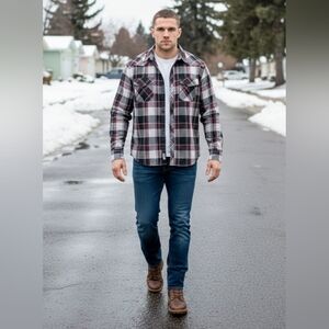 COEVALS CLUB Men's XXL Western Plaid Long Sleeve Pearl Snap Casual Rodeo Shirt